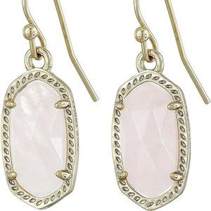 Kendra Scott Lee Drop Earrings - Gold Rose Quartz